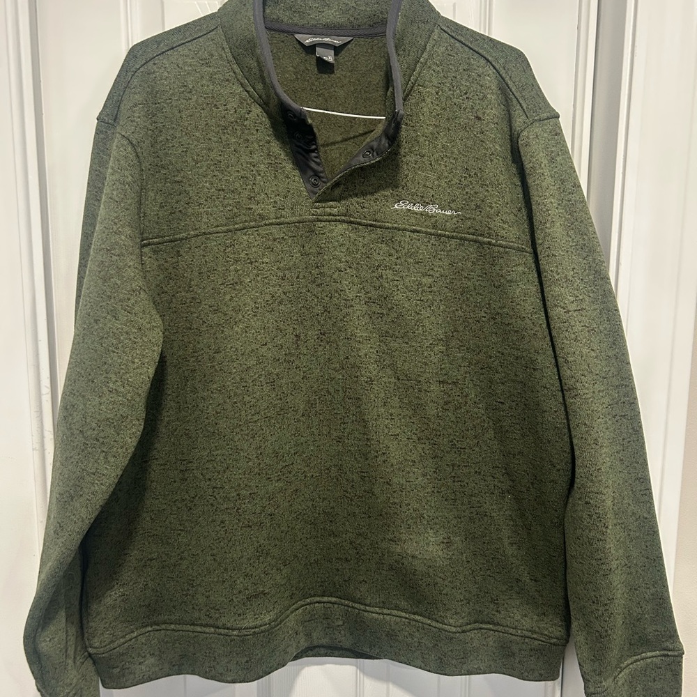 Eddie Bauer Green Zip Up Sweater‎ with Stand-Up Collar